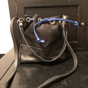 Black leather bucket bag